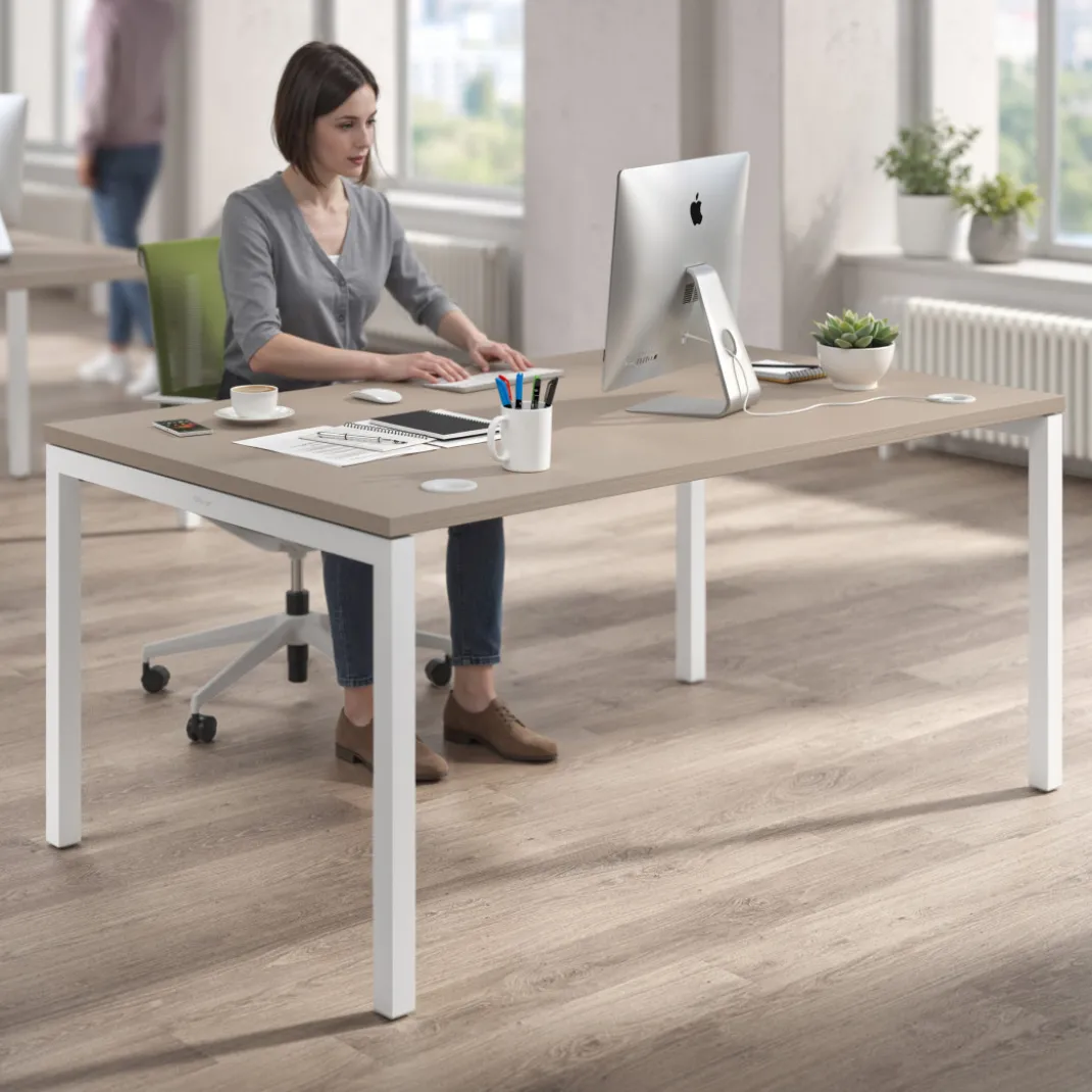 Mesa de dirección Kube fondo 100cm estructura blanca