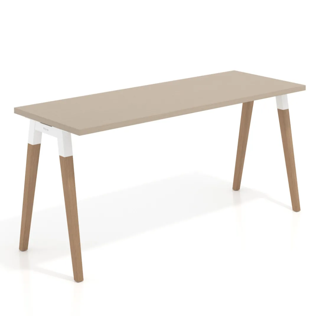 Mesa de escritorio Arki, patas de madera maciza, fondo 60cm