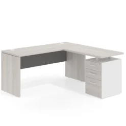 Mesa de Escritorio con cajones en L Work Plus fondo 60, frontales melamina estructura california