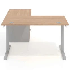 Mesa de Escritorio con cajones, fondo 68cm, estructura aluminio, ala corta, pedestal melamina