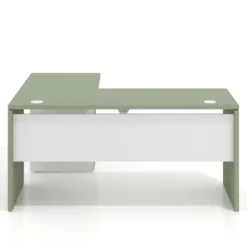 Mesa de Escritorio con cajones en L Work Plus, ala corta, fondo 60, frontales melamina diseño bicolor