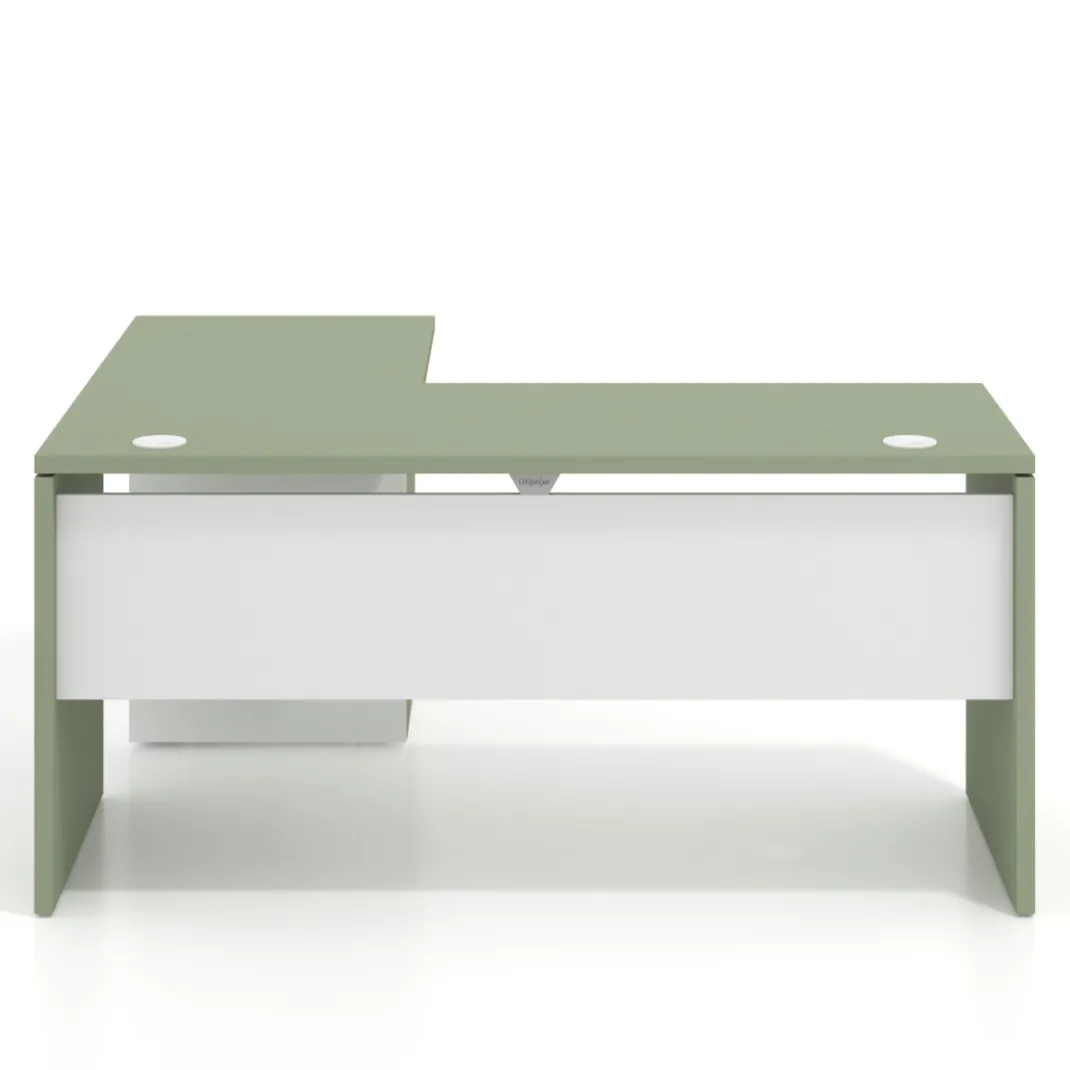 Mesa de Escritorio con cajones en L Work Plus, ala corta, fondo 60, frontales melamina diseño bicolor