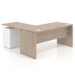 Mesa de escritorio con cajones Work fondo 68, frontales metal, estructura monocolor