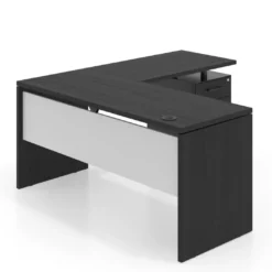 Mesa de Escritorio con cajones en L Work Plus fondo 60, frontales melamina estructura bocamina