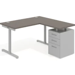 Mesa de Escritorio con cajones, fondo 68cm, estructura aluminio, ala corta, pedestal metálico