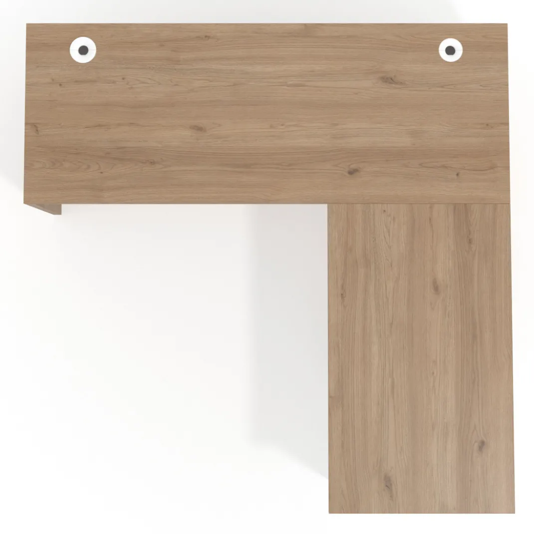 Mesa de Escritorio con cajones en L Work Plus fondo 60, frontales de metal estructura naturale