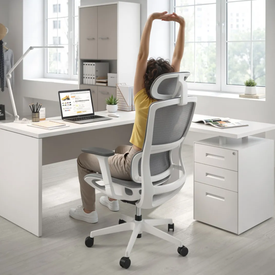 Mesa de Escritorio con cajones en L Work Plus fondo 60, frontales de metal estructura blanco mate