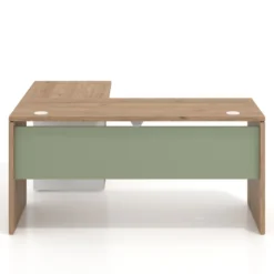 Mesa de Escritorio con cajones en L Work Plus, ala corta, fondo 60, frontales melamina estructura naturale