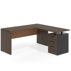 Mesa de Escritorio con cajones en L Work Plus fondo 60, frontales melamina estructura mistral