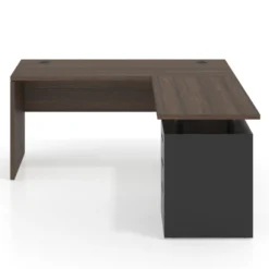 Mesa de Escritorio con cajones en L Work Plus fondo 60, frontales de metal diseño monocolor