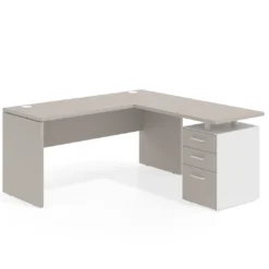 Mesa de Escritorio con cajones en L Work Plus fondo 60, frontales melamina diseño monocolor