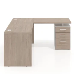 Mesa de Escritorio con cajones en L Work Plus fondo 60, frontales melamina diseño monocolor