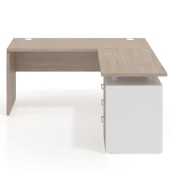 Mesa de Escritorio con cajones en L Work Plus fondo 60, frontales melamina diseño monocolor