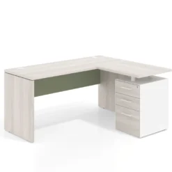 Mesa de Escritorio con cajones en L Work Plus, ala corta, fondo 60, frontales melamina estructura california