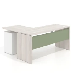 Mesa de Escritorio con cajones en L Work Plus, ala corta, fondo 60, frontales melamina estructura california