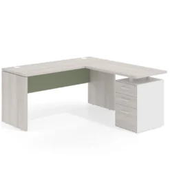 Mesa de Escritorio con cajones en L Work Plus fondo 60, frontales melamina estructura california