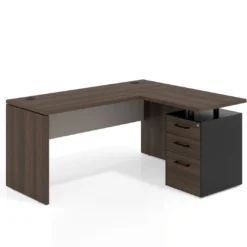 Mesa de Escritorio con cajones en L Work Plus, ala corta, fondo 60, frontales melamina estructura mistral