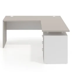 Mesa de Escritorio con cajones en L Work Plus fondo 60, frontales melamina diseño bicolor