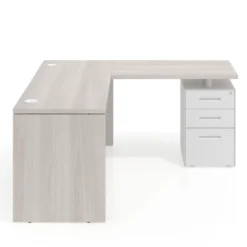 Mesa de Escritorio con cajones en L Work Plus fondo 60, frontales de metal estructura california