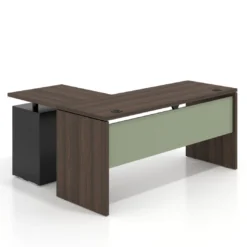 Mesa de Escritorio con cajones en L Work Plus, ala corta, fondo 60, frontales melamina estructura mistral