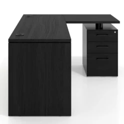 Mesa de Escritorio con cajones en L Work Plus, ala corta, fondo 60, frontales melamina estructura bocamina