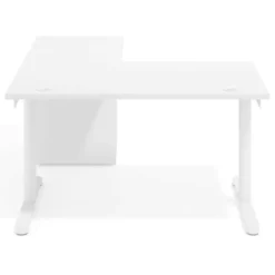 Mesa de Escritorio con cajones, fondo 68cm, estructura blanca, ala corta, pedestal metálico