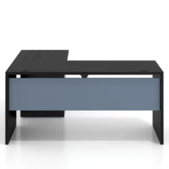 Mesa de Escritorio con cajones en L Work Plus, ala corta, fondo 60, frontales de metal estructura bocamina