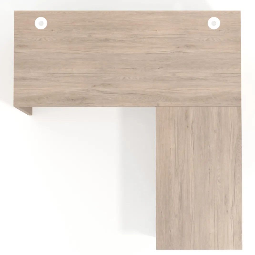 Mesa de escritorio con cajones Work fondo 68, frontales metal, estructura bicolor