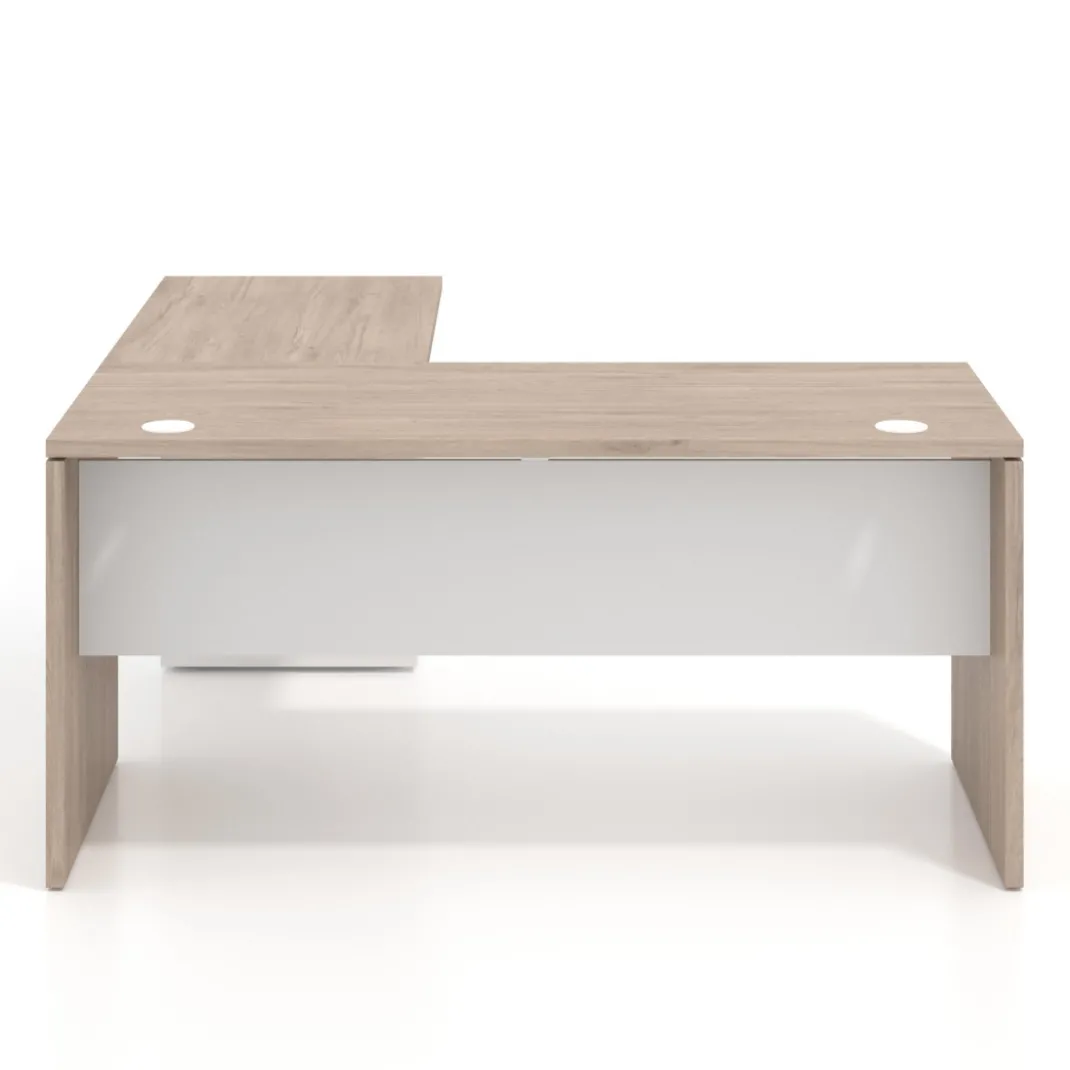 Mesa de escritorio con cajones Work fondo 68, frontales metal, estructura bicolor
