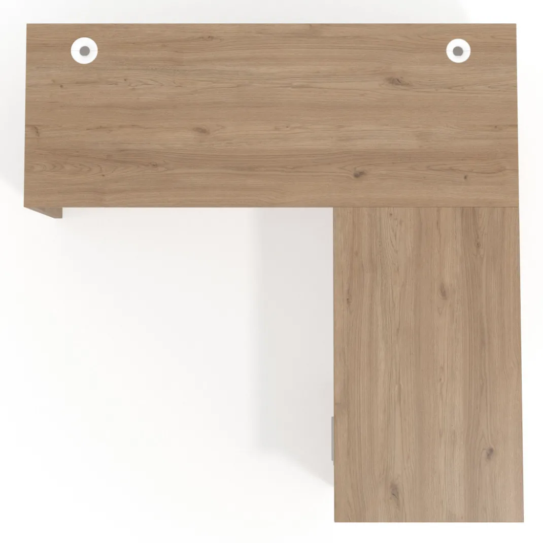 Mesa de Escritorio con cajones en L Work Plus fondo 60, frontales melamina estructura naturale