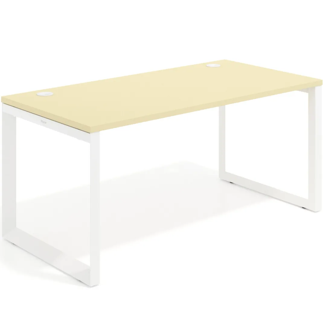 Mesa de escritorio Delta, fondo 80cm, estructura blanca