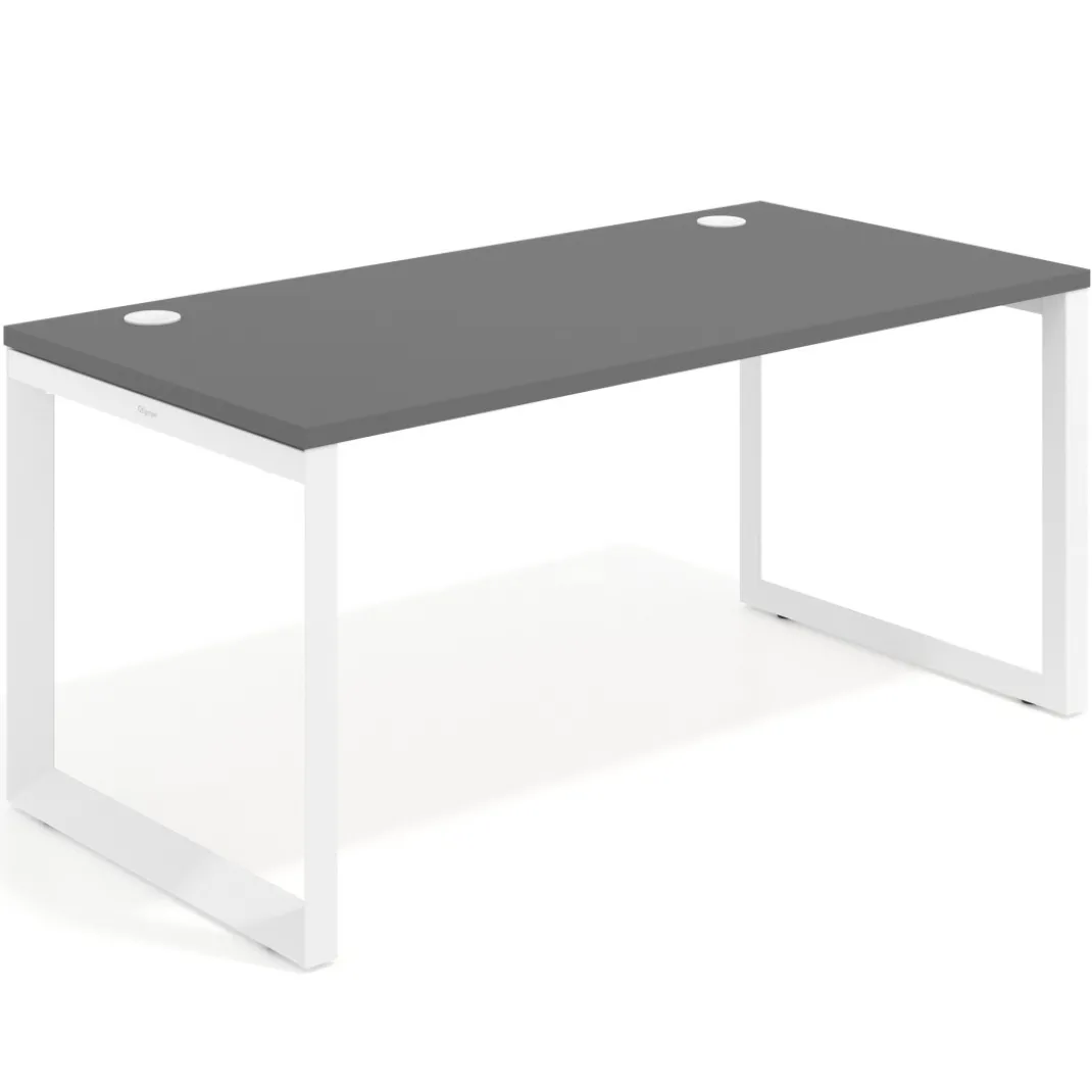 Mesa de escritorio Delta, fondo 80cm, estructura blanca