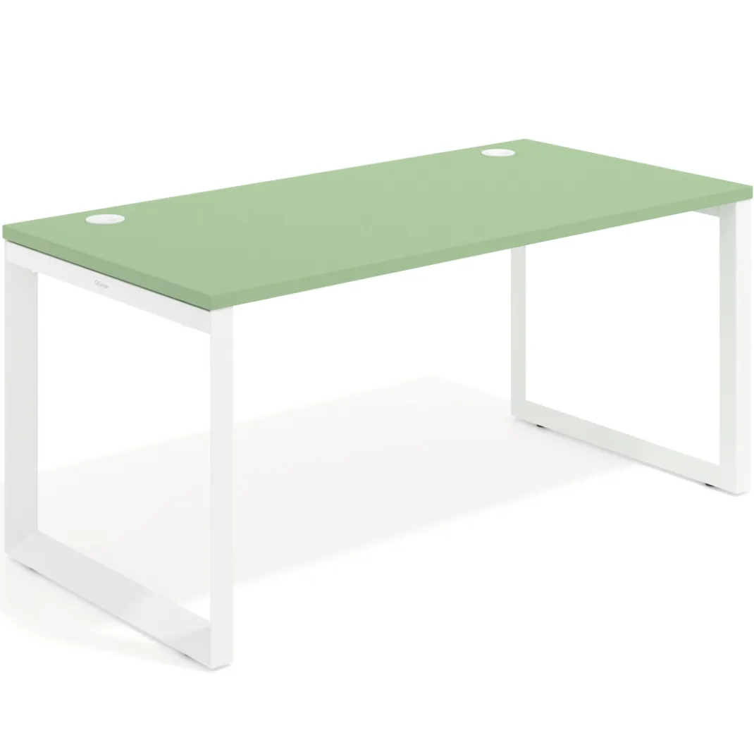 Mesa de escritorio Delta, fondo 80cm, estructura blanca