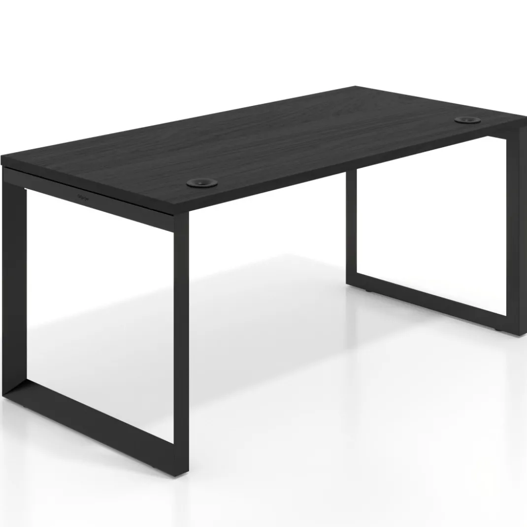 Mesa de escritorio Delta, fondo 80cm, estructura negra
