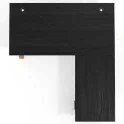 Mesa de escritorio en L con cajones UvePro, estructura negra/madera, ala pedestal melamina