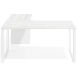 Mesa de escritorio en L con cajones Delta, estructura blanca, ala pedestal metal