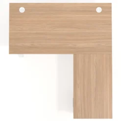 Mesa de escritorio en L con cajones UvePro, estructura blanca, ala pedestal melamina