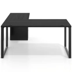 Mesa de escritorio en L con cajones Delta, estructura negra, ala pedestal metal