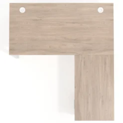 Mesa de escritorio en L con cajones Delta, estructura blanca, ala pedestal melamina