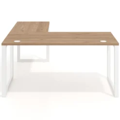 Mesa de escritorio en L Delta, fondo 80cm, estructura blanca