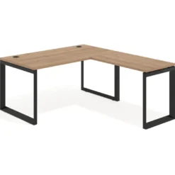 Mesa de escritorio en L Delta, fondo 80cm, estructura negra