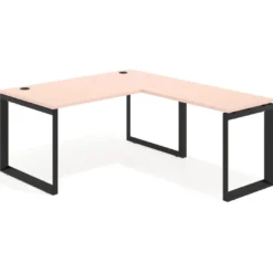 Mesa de escritorio en L Delta, fondo 80cm, estructura negra