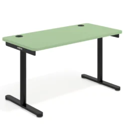 Mesa de Escritorio pata en T, fondo 68cm, estructura negra, sobre ergonómico