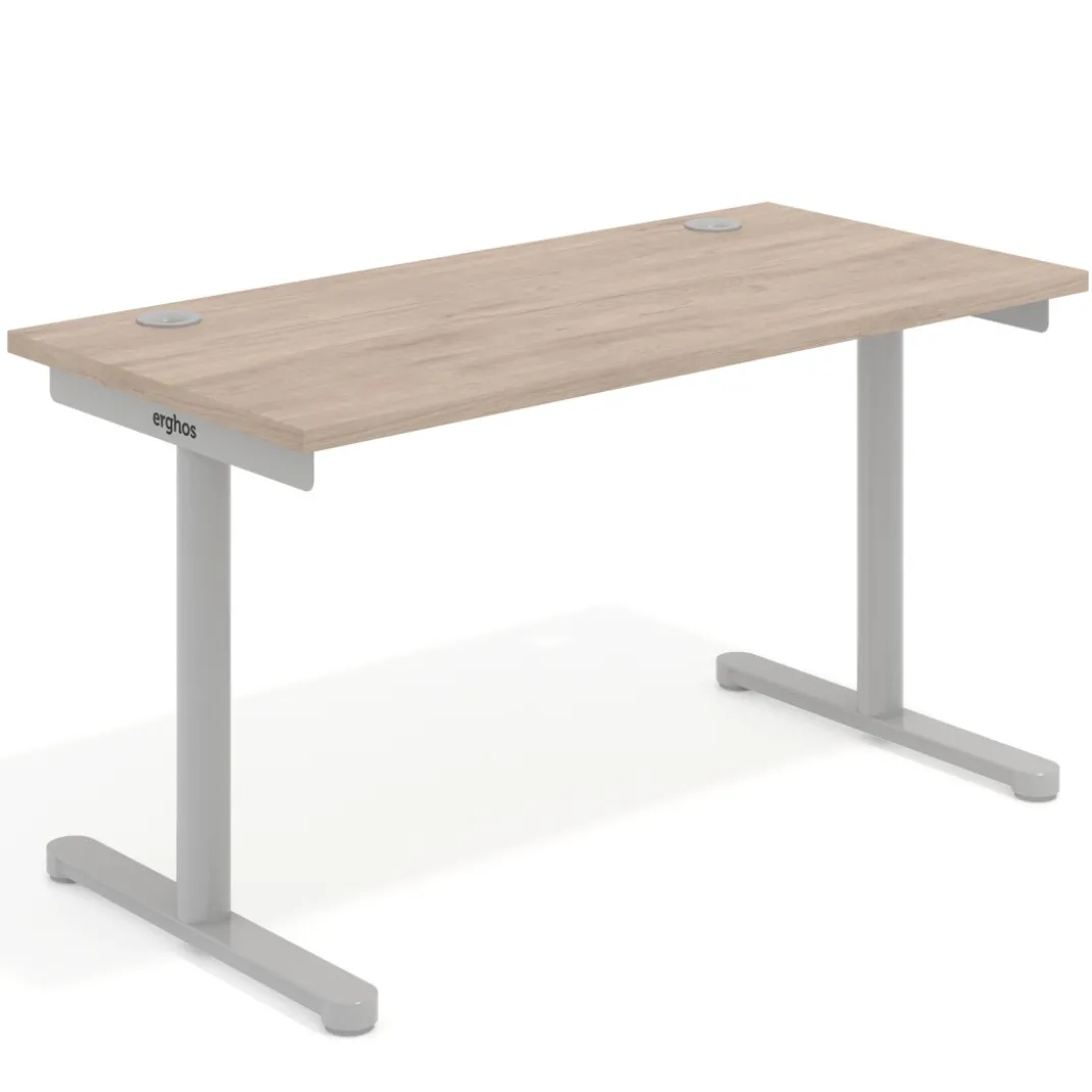Mesa de Escritorio pata en T, fondo 68cm, estructura aluminio, sobre recto