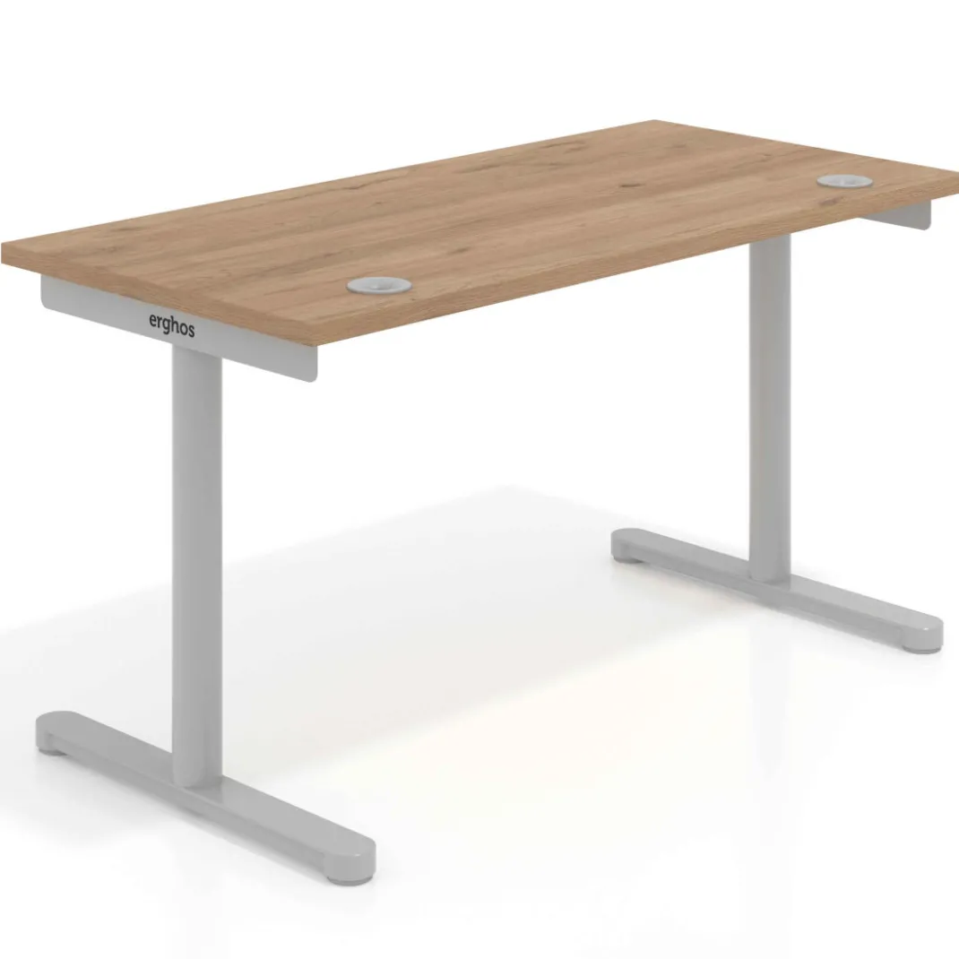 Mesa de Escritorio pata en T, fondo 68cm, estructura aluminio, sobre recto