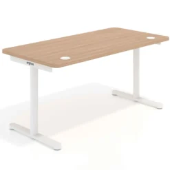 Mesa de Escritorio pata en T, fondo 80cm, estructura blanca, sobre ergonómico