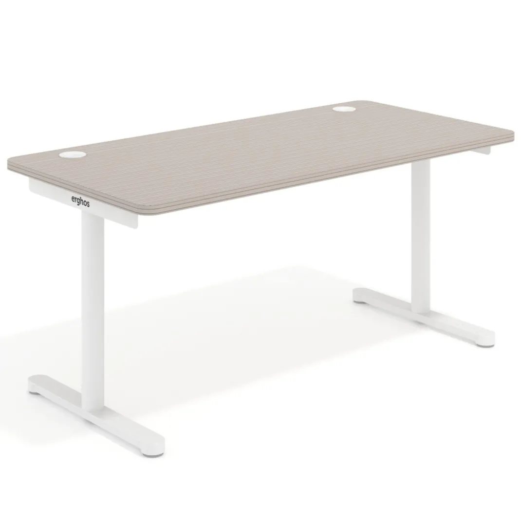 Mesa de Escritorio pata en T, fondo 80cm, estructura blanca, sobre ergonómico