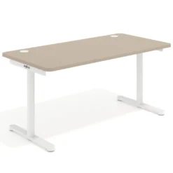 Mesa de Escritorio pata en T, fondo 80cm, estructura blanca, sobre ergonómico