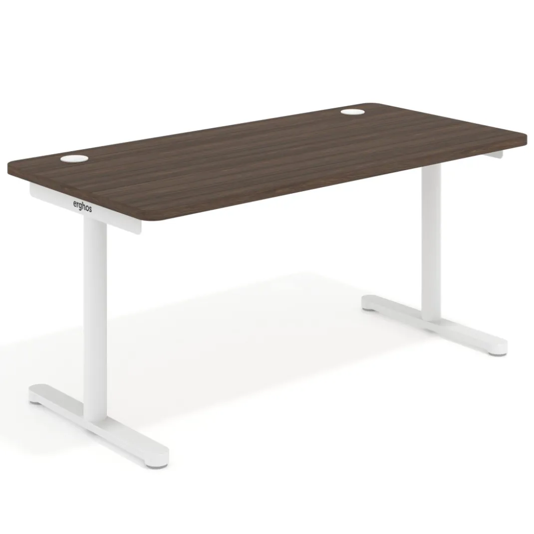 Mesa de Escritorio pata en T, fondo 80cm, estructura blanca, sobre ergonómico