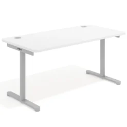 Mesa de Escritorio pata en T, fondo 80cm, estructura aluminio, sobre ergonómico